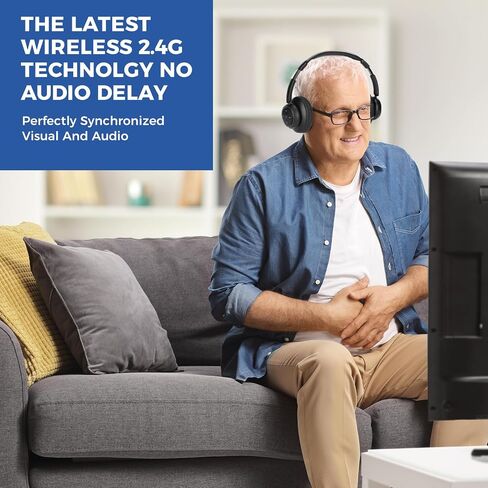 Wireless TV Headphones for Seniors with Transmitter,Black in Kuwait