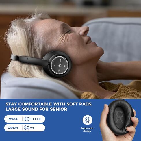 Wireless TV Headphones for Seniors with Transmitter,Black in Kuwait