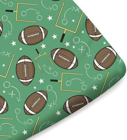 American Football Fitted Baby Crib Sheet for Girl Boy 52"x28" Cute American Football Green Soft Crib Mattress Cover Sports Fall Breathable Stretchy Baby Sheet for Standard Crib and Toddler Mattress in Kuwait