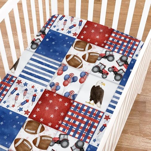 American Football Fitted Baby Crib Sheet for Girl Boy 52"x28" Cute American Football Green Soft Crib Mattress Cover Sports Fall Breathable Stretchy Baby Sheet for Standard Crib and Toddler Mattress in Kuwait