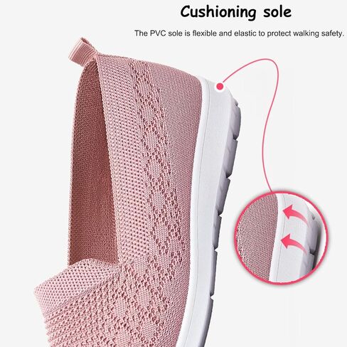 Women's Flat Breathable Fly Woven Mesh Sneakers,Casual Fashion Non-Slip Walking Shoes Comfortable Soft Sole Slip-on Loafers Tennis Shoes in Kuwait