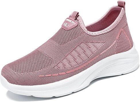 Women's Flat Breathable Fly Woven Mesh Sneakers,Casual Fashion Non-Slip Walking Shoes Comfortable Soft Sole Slip-on Loafers Tennis Shoes in Kuwait