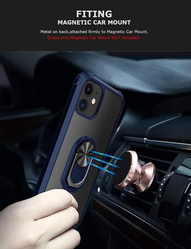 Kickstand Case for iPhone 11 6.1 Inch (2019),Drop Protection Clear Case,Slim Protective Phone Cover Shell,Soft Bumper + Hard Back + Ring Stand Fits Magnetic Car Mount,Blue in Saudi Arabia