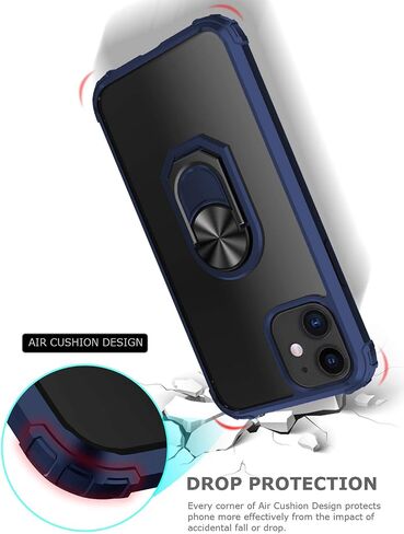 Kickstand Case for iPhone 11 6.1 Inch (2019),Drop Protection Clear Case,Slim Protective Phone Cover Shell,Soft Bumper + Hard Back + Ring Stand Fits Magnetic Car Mount,Blue in Saudi Arabia