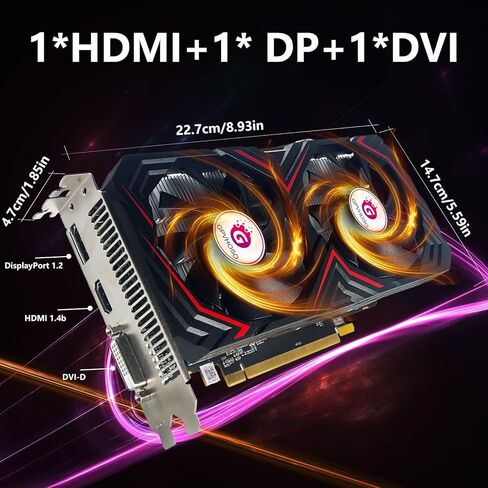 بطاقة رسومات RX 580 AMD بسعة 8 جيجابايت، بطاقة فيديو Radeon RX580 GDDR5 2048SP 1284 ميجا هرتز 256 بت مع مروحة تبريد مزدوجة، HDMI، DP، DVI، PCIE Express 3.0 GPU، تدعم ما يصل إلى 8K لألعاب المكتب والكمبيوتر in Kuwait