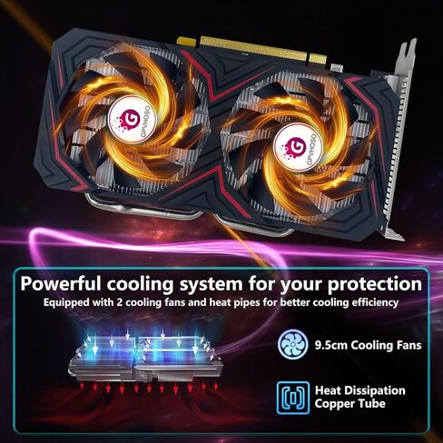 بطاقة رسومات RX 580 AMD بسعة 8 جيجابايت، بطاقة فيديو Radeon RX580 GDDR5 2048SP 1284 ميجا هرتز 256 بت مع مروحة تبريد مزدوجة، HDMI، DP، DVI، PCIE Express 3.0 GPU، تدعم ما يصل إلى 8K لألعاب المكتب والكمبيوتر in Kuwait