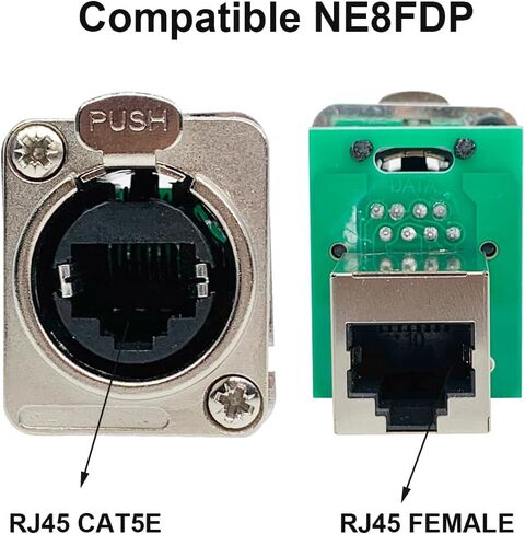 PENGLIN 10PCS Ethercon Rj45 Chassis Socket, NE8FDP Ethercon Pass Through Connector, D Series Cat5 RJ45 Panel-Mount Socket in Kuwait