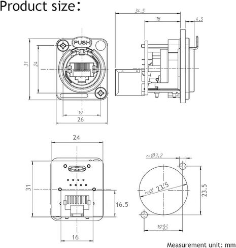 PENGLIN 10PCS Ethercon Rj45 Chassis Socket, NE8FDP Ethercon Pass Through Connector, D Series Cat5 RJ45 Panel-Mount Socket in Kuwait