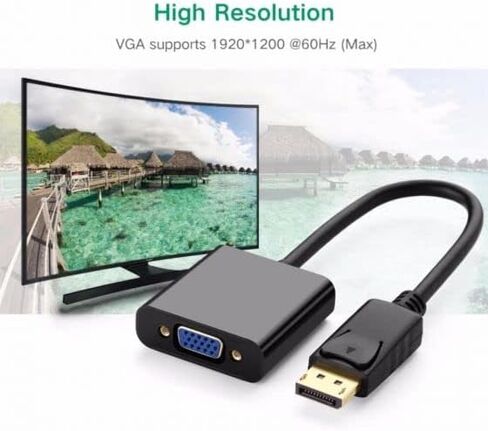DisplayPort (DP) to VGA Adapter Male to Female 1080P Gold-Plated Cord for PC, Laptops, Displays, Monitors, Projectors Lenovo, Dell, HP, ASUS in Saudi Arabia