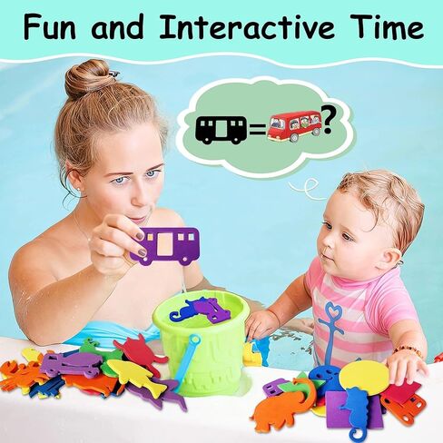 Foam Bath Toys Toddlers 1-3 - Bathtub Toys With Storage Bag Mold Free Baby Bath Toys For 6-12-18-24 Months Infant Shower Toys For 1 2 3 4 5 Year Old Boy Girl Kids Learning Toys Children Birthday Gifts in Saudi Arabia