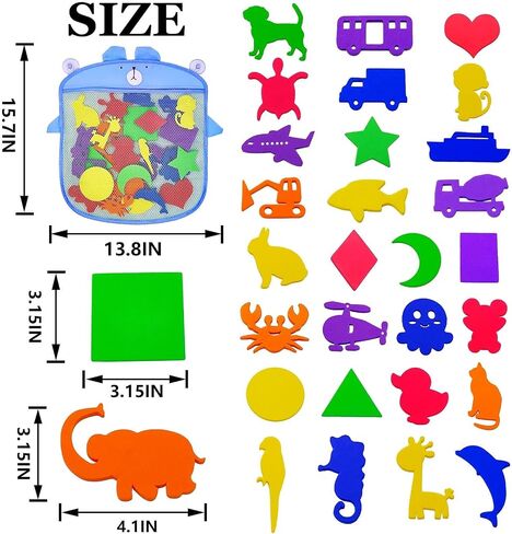 Foam Bath Toys Toddlers 1-3 - Bathtub Toys With Storage Bag Mold Free Baby Bath Toys For 6-12-18-24 Months Infant Shower Toys For 1 2 3 4 5 Year Old Boy Girl Kids Learning Toys Children Birthday Gifts in Saudi Arabia