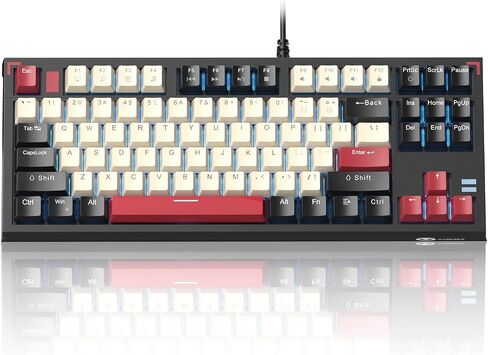 Camiysn Compact 75% Mechanical Gaming Keyboard with Blue Switches, Ice Blue Backlit Wired TKL Keyboard, Retro Style Keyboard 87 Keys for Windows PC Mac, White Black in Saudi Arabia