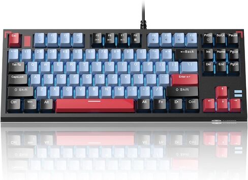 Camiysn Compact 75% Mechanical Gaming Keyboard with Blue Switches, Ice Blue Backlit Wired TKL Keyboard, Retro Style Keyboard 87 Keys for Windows PC Mac, White Black in Saudi Arabia