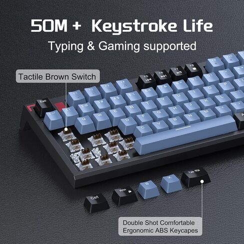 Camiysn Compact 75% Mechanical Gaming Keyboard with Blue Switches, Ice Blue Backlit Wired TKL Keyboard, Retro Style Keyboard 87 Keys for Windows PC Mac, White Black in Saudi Arabia