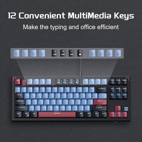 Camiysn Compact 75% Mechanical Gaming Keyboard with Blue Switches, Ice Blue Backlit Wired TKL Keyboard, Retro Style Keyboard 87 Keys for Windows PC Mac, White Black in Saudi Arabia
