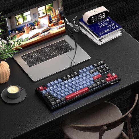 Camiysn Compact 75% Mechanical Gaming Keyboard with Blue Switches, Ice Blue Backlit Wired TKL Keyboard, Retro Style Keyboard 87 Keys for Windows PC Mac, White Black in Saudi Arabia
