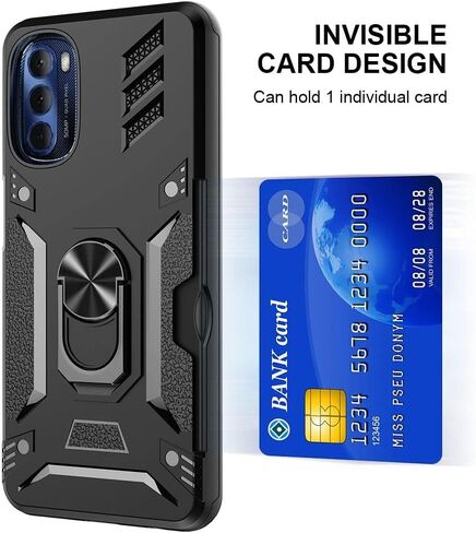 Shockproof Camouflage Moto G 5g 2023 Case with Screen Protector Motorola Moto G Power 5g 2023 Case with Holster Belt Clip Moto G 5g 2023 Case with Ring Stand Card Holder (Black) in Saudi Arabia