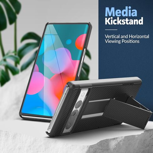 مغلف DuraClip مصمم لحافظة Google Pixel 7 مع مشبك حزام وحافظة مسند (أسود غير لامع) in Saudi Arabia