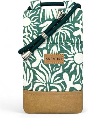 NELA Cotton Twill & Paper Phone Sleeve with Strap - Handmade Phone Case Compatible with iPhone (Midnight Bloom, Medium) in Kuwait