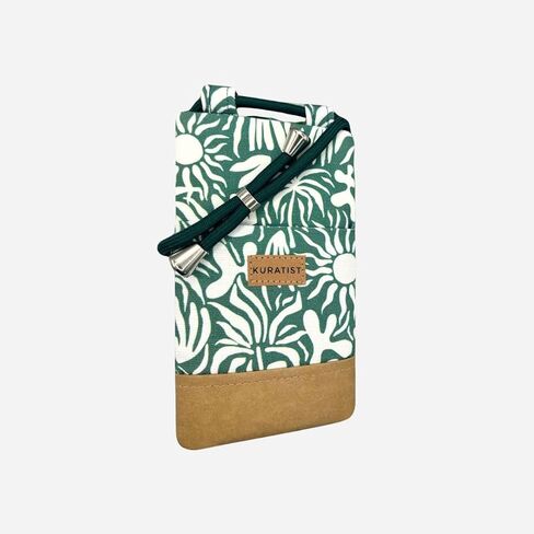 NELA Cotton Twill & Paper Phone Sleeve with Strap - Handmade Phone Case Compatible with iPhone (Midnight Bloom, Medium) in Kuwait