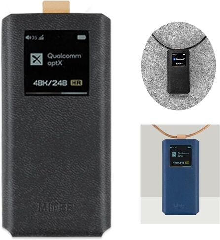 حافظة ميتري لجهاز FiiO BTR7، غطاء جلد صناعي إيطالي مصنوع يدويًا مع حبل قلادة لـ BTR-7 (كحلي) in Kuwait