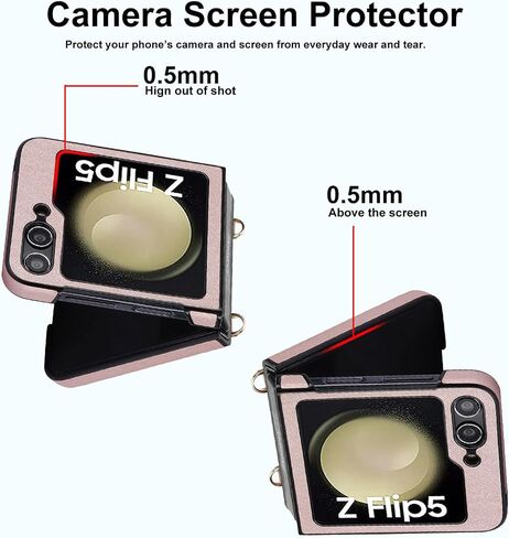 for Samsung Galaxy Z Flip 6 Case with Adjustable Detachable Lanyard, Crossbody PU Leather Protective Phone Cover with Chain Strap Wrist for Samsung Galaxy Z Flip6 SDZ Black in Saudi Arabia