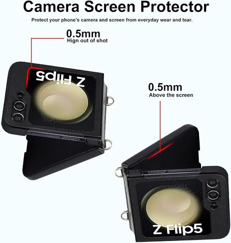 for Samsung Galaxy Z Flip 6 Case with Adjustable Detachable Lanyard, Crossbody PU Leather Protective Phone Cover with Chain Strap Wrist for Samsung Galaxy Z Flip6 SDZ Black in Saudi Arabia
