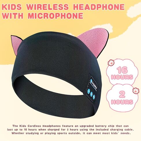 Joythink Kids Bluetooth Headband Headphones Sleep Mask سماعات لاسلكية مدمجة في مكبر صوت رفيع للأطفال قابل للتعديل سماعة رأس رياضية للنوم للفتيات والأولاد الصغار ودراسة السفر بالطائرة in Kuwait