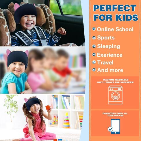 Joythink Kids Bluetooth Headband Headphones Sleep Mask سماعات لاسلكية مدمجة في مكبر صوت رفيع للأطفال قابل للتعديل سماعة رأس رياضية للنوم للفتيات والأولاد الصغار ودراسة السفر بالطائرة in Kuwait