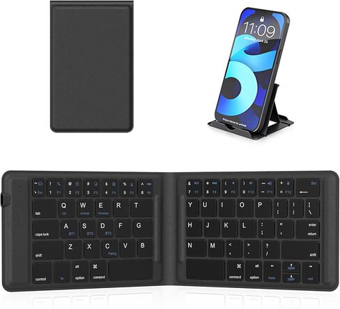 OMOTON Foldable Bluetooth Keyboard, Wireless Folding Keyboard, Multi-Device and Rechargeable, Portable Keyboard for iPhone, iPad, Android, Windows Laptop, Desktop, Tablet and PC (White Pink) in Saudi Arabia