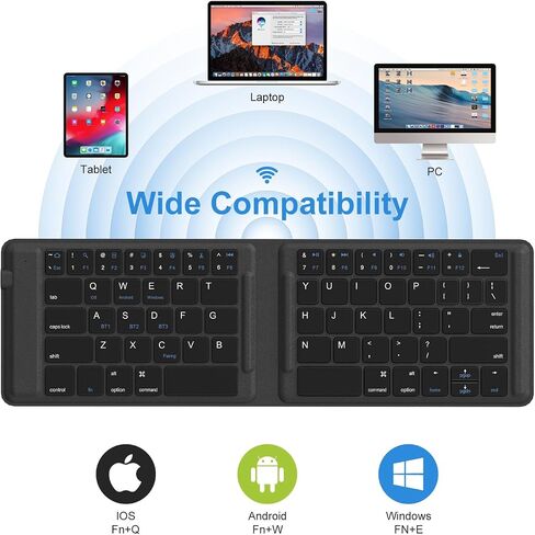 OMOTON Foldable Bluetooth Keyboard, Wireless Folding Keyboard, Multi-Device and Rechargeable, Portable Keyboard for iPhone, iPad, Android, Windows Laptop, Desktop, Tablet and PC (White Pink) in Saudi Arabia