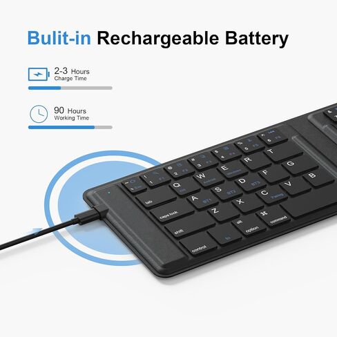 OMOTON Foldable Bluetooth Keyboard, Wireless Folding Keyboard, Multi-Device and Rechargeable, Portable Keyboard for iPhone, iPad, Android, Windows Laptop, Desktop, Tablet and PC (White Pink) in Saudi Arabia