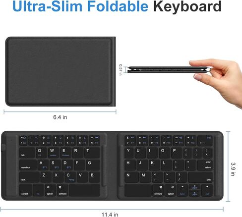 OMOTON Foldable Bluetooth Keyboard, Wireless Folding Keyboard, Multi-Device and Rechargeable, Portable Keyboard for iPhone, iPad, Android, Windows Laptop, Desktop, Tablet and PC (White Pink) in Saudi Arabia