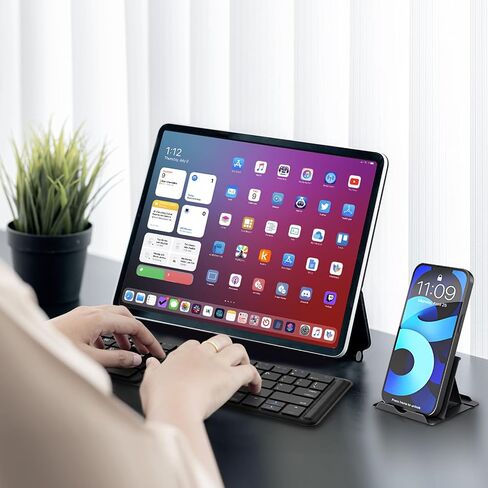 OMOTON Foldable Bluetooth Keyboard, Wireless Folding Keyboard, Multi-Device and Rechargeable, Portable Keyboard for iPhone, iPad, Android, Windows Laptop, Desktop, Tablet and PC (White Pink) in Saudi Arabia