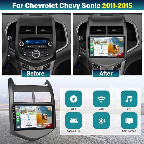 2G+64G Android 13 Car Stereo for Chevrolet Chevy Aveo Sonic 2011-2015 with Wireless Carplay Android Auto,9" Touchscreen Car Radio with Mirror Link WiFi/GPS Navigation Bluetooth FM/RDS SWC+Rear Camera in Saudi Arabia