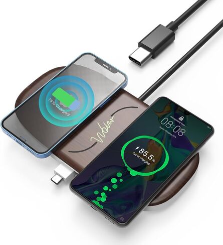 شاحن لاسلكي سريع، قاعدة شحن لاسلكية مزدوجة بقدرة 20 وات كحد أقصى متوافقة مع هواتف Apple iPhone 15/14/13/12/Pro Max/Pro/Plus، AirPods pro/2/3، شاحن هاتف لاسلكي لهاتف Samsung Galaxy S24/S23/S22 in Saudi Arabia