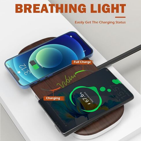 شاحن لاسلكي سريع، قاعدة شحن لاسلكية مزدوجة بقدرة 20 وات كحد أقصى متوافقة مع هواتف Apple iPhone 15/14/13/12/Pro Max/Pro/Plus، AirPods pro/2/3، شاحن هاتف لاسلكي لهاتف Samsung Galaxy S24/S23/S22 in Saudi Arabia