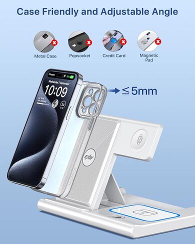 Wireless Charger 3 in 1, Wireless Charging Station for Multiple Devices, Wireless Charging Stand for iPhone 16/15/14/13/12/11 Series, AirPods Pro 3/2 & Apple Watch [UL-Listed]-White in Saudi Arabia