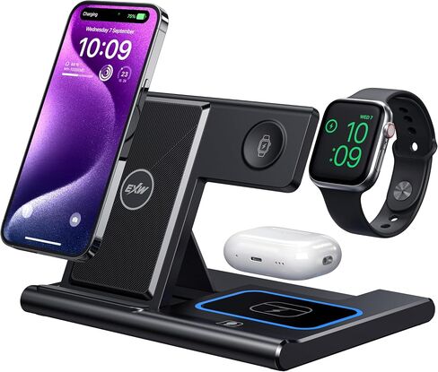 Wireless Charger 3 in 1, Wireless Charging Station for Multiple Devices, Wireless Charging Stand for iPhone 16/15/14/13/12/11 Series, AirPods Pro 3/2 & Apple Watch [UL-Listed]-White in Saudi Arabia