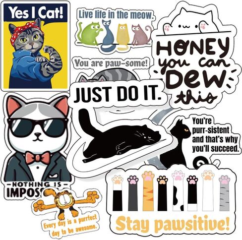 50 قطعة من ملصقات Kawaii Cat Meme اللطيفة - ملصقات مضحكة للبالغين والمراهقين | إضفاء الطابع الشخصي على لوح التزلج والدراجات وأجهزة الكمبيوتر المحمولة والقرطاسية والكمبيوتر المحمول وزجاجات المياه in Kuwait