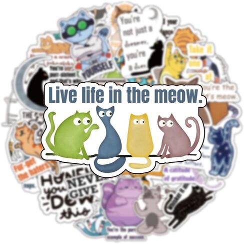 50 قطعة من ملصقات Kawaii Cat Meme اللطيفة - ملصقات مضحكة للبالغين والمراهقين | إضفاء الطابع الشخصي على لوح التزلج والدراجات وأجهزة الكمبيوتر المحمولة والقرطاسية والكمبيوتر المحمول وزجاجات المياه in Kuwait