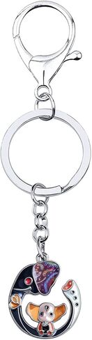 Zinc Alloy Elephant Keychain Rhinestones Keyring Car Key Purse Jewelry Gifts for Women Girls Charms (Silver Plated Multicolor) in Saudi Arabia