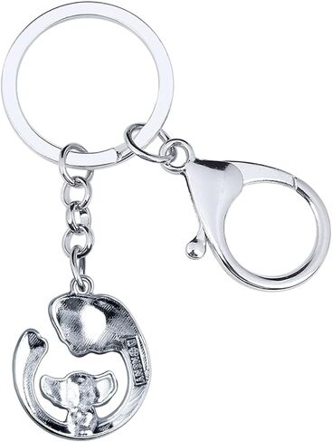Zinc Alloy Elephant Keychain Rhinestones Keyring Car Key Purse Jewelry Gifts for Women Girls Charms (Silver Plated Multicolor) in Kuwait