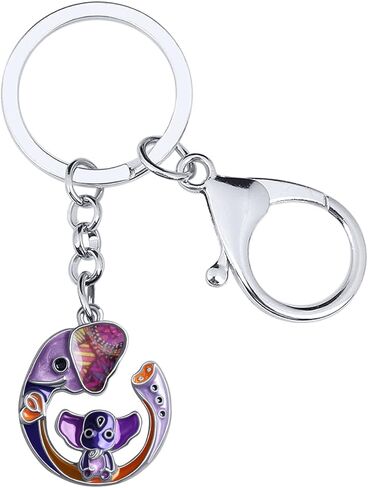 Zinc Alloy Elephant Keychain Rhinestones Keyring Car Key Purse Jewelry Gifts for Women Girls Charms (Silver Plated Multicolor) in Kuwait