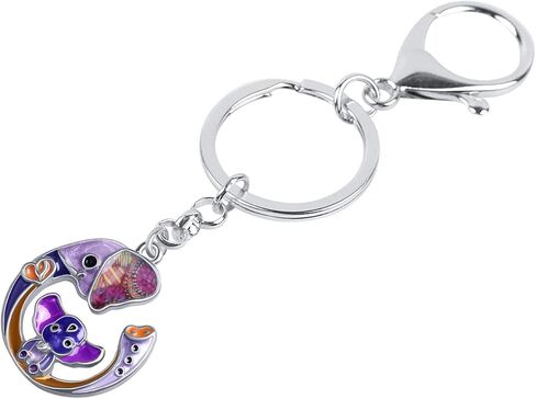 Zinc Alloy Elephant Keychain Rhinestones Keyring Car Key Purse Jewelry Gifts for Women Girls Charms (Silver Plated Multicolor) in Kuwait