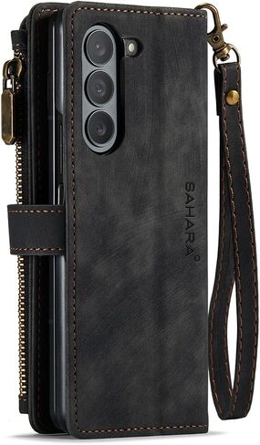 SaharaCase Indy Series Wallet Case for Samsung Galaxy Z Fold6 - Multifunctional Design, Precise Cutouts, Vegan Leather and TPU Materials - Scorpion Black in Saudi Arabia
