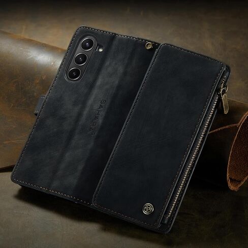 SaharaCase Indy Series Wallet Case for Samsung Galaxy Z Fold6 - Multifunctional Design, Precise Cutouts, Vegan Leather and TPU Materials - Scorpion Black in Saudi Arabia
