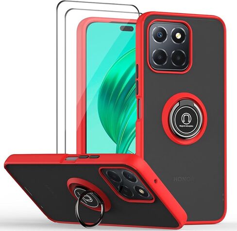 QUIETIP Case Compatible with Honor X8b with Screen Protector,TPU + Hard PC Shockproof Magnetic Ring Car Mount Stand Cover,Black in Kuwait