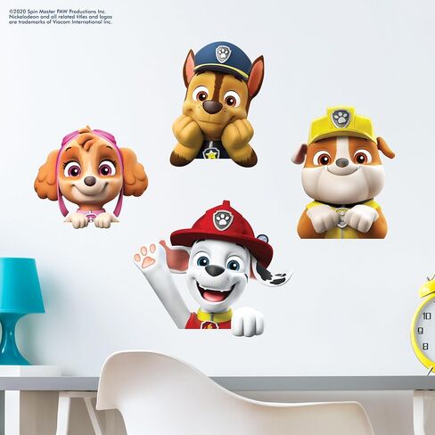 ملصق حائط من Paw Patrol Chase - ملصق حائط من الفينيل مقاس كبير 21 بوصة لديكورات غرفة النوم - ديكور غرفة Paw Patrol قابل للتقشير واللصق in Kuwait
