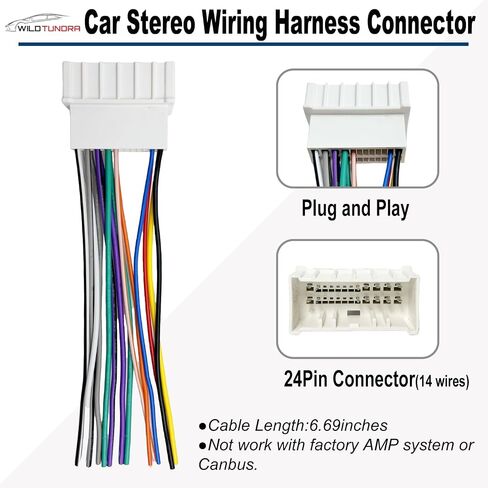 24Pin Car Radio Wiring Harness for Hyundai 2006-2008 KIA 2005-2008 Aftermarket Car Stereo Wiring Harness Connector for Elantra Accent Optima Rio Car Stereo Radio Wiring Harness Cable Install in Saudi Arabia